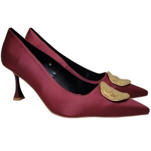 Smash Shoes Women Raya Pointed Toe Flared Pump Heels Size US 13 Burgundy Red